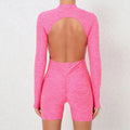 FlexiFemme Zipper Backless One-Piece Sports Jumpsuit Women