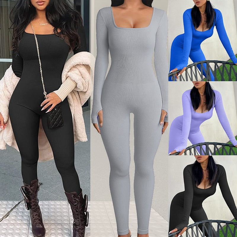 FlexiFemme Long Sleeve Athleisure Jumpsuit Women