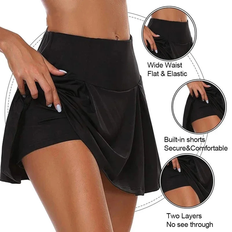 FlexiFemme Quick-Dry Fake Two-Piece Running Skirt Women