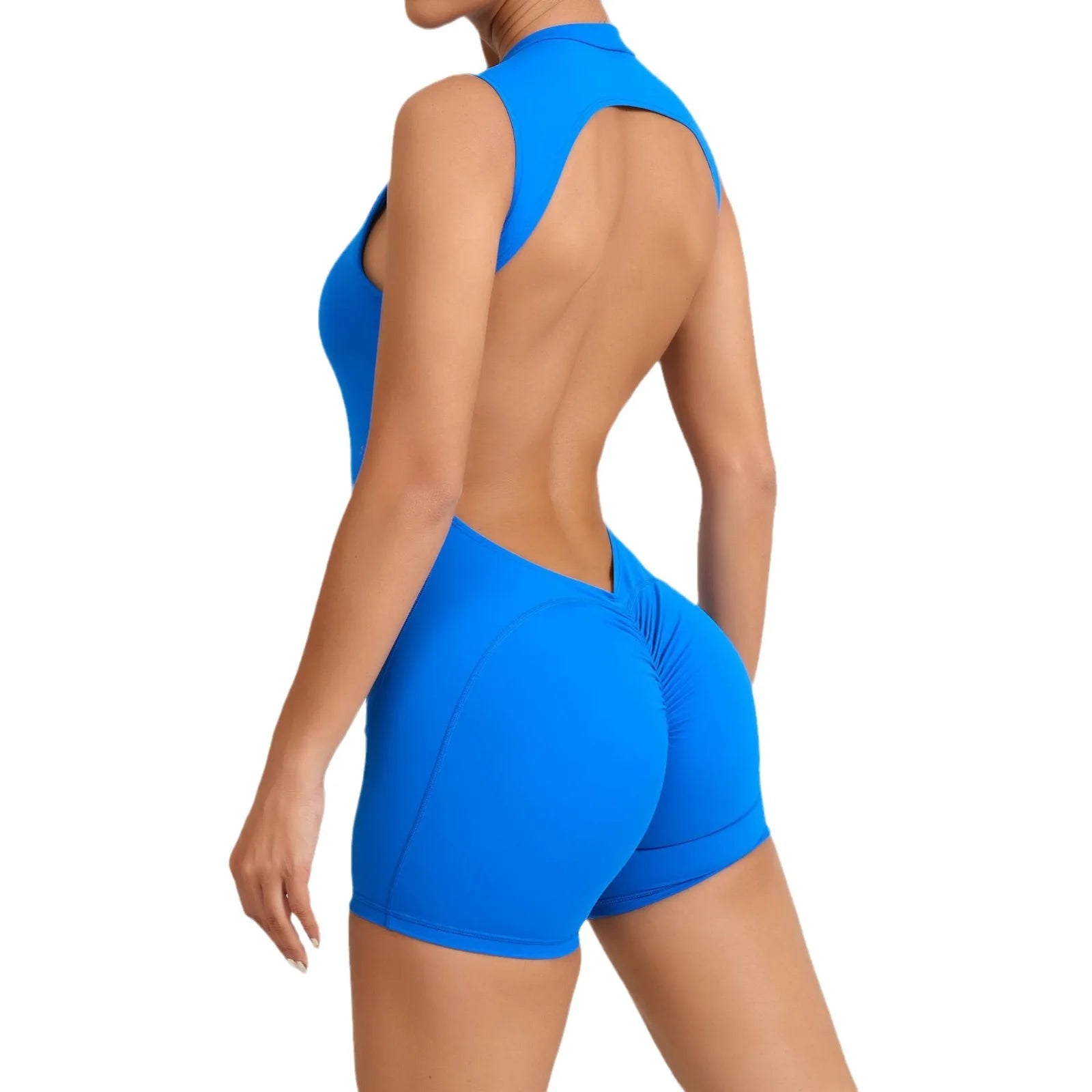 FlexiFemme V-Back Scrunch Push-Up Gym Jumpsuit Women