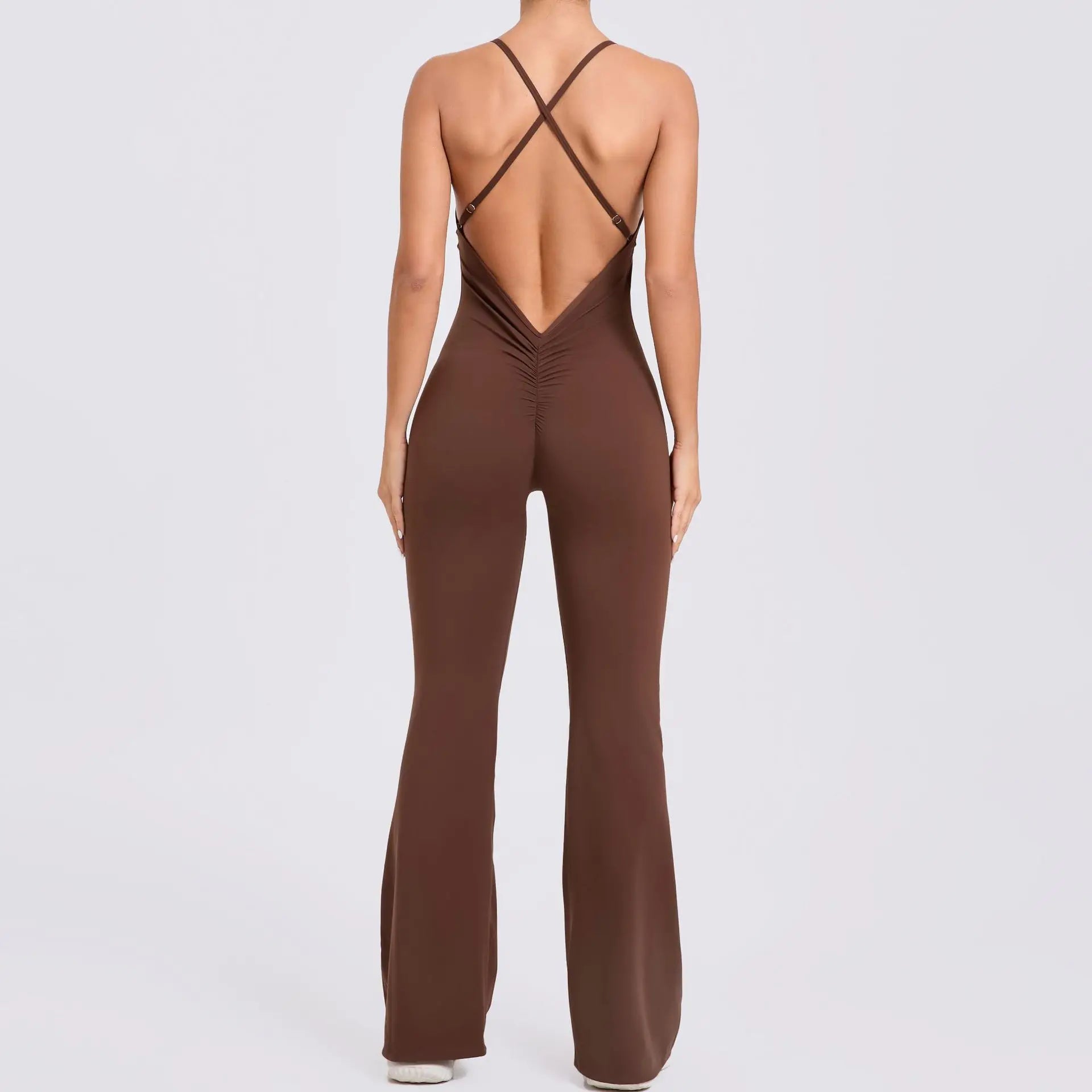 FlexiFemme Flared Yoga Jumpsuit Women Wide-Leg Activewear