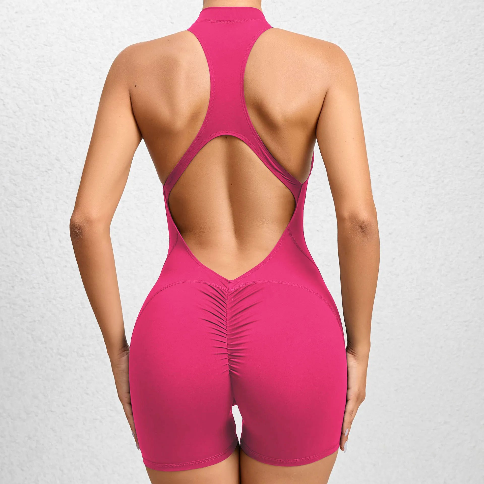FlexiFemme V-Back Scrunch Push-Up Gym Jumpsuit Women