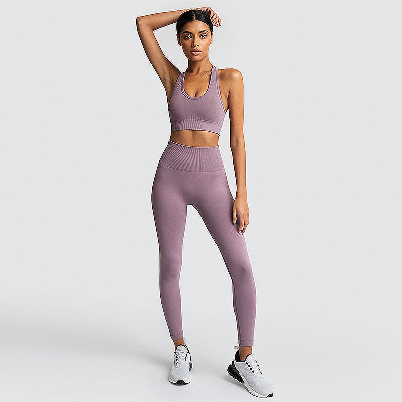 FlexiFemme Seamless 2-Piece Yoga Set Women Gym Running