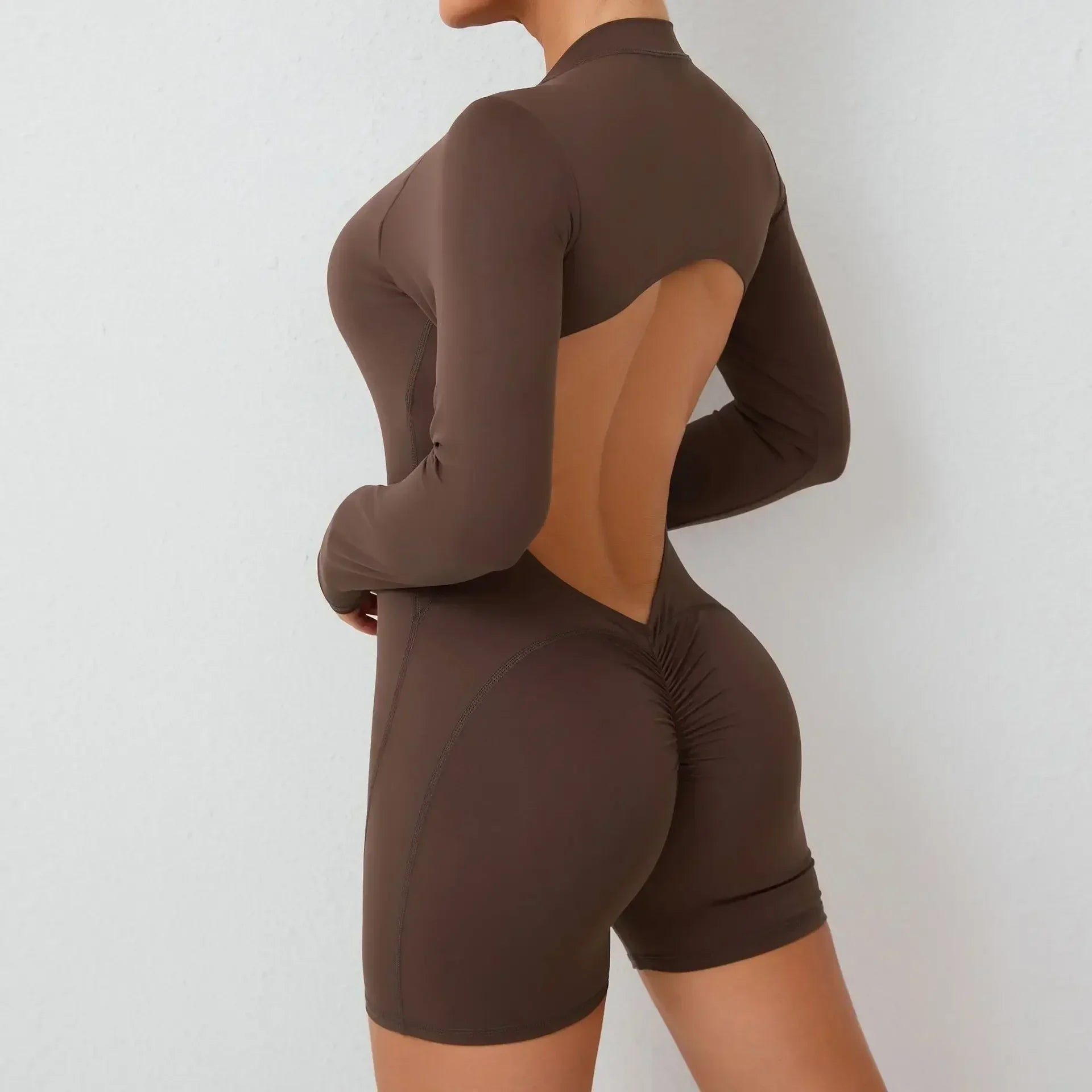 FlexiFemme V-Back Scrunch Push-Up Gym Jumpsuit Women