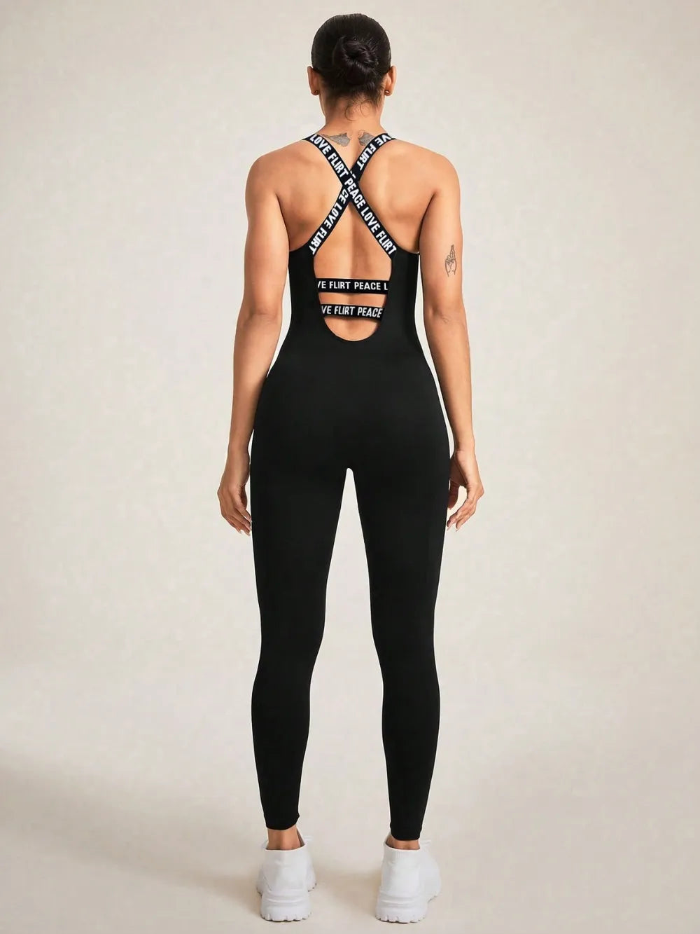 FlexiFemme Crisscross Back Sleeveless Active Jumpsuit