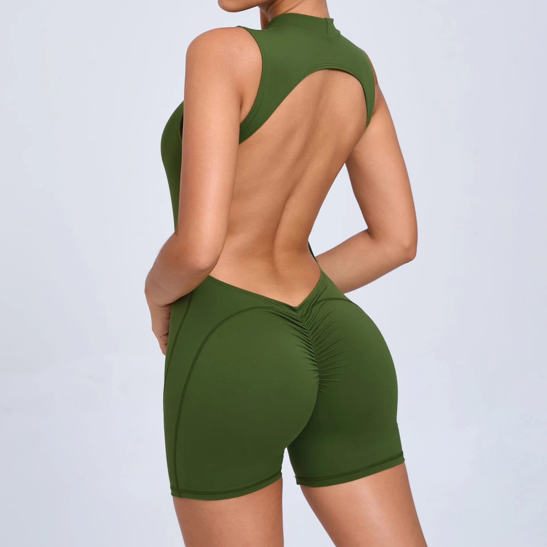 FlexiFemme V-Back Scrunch Push-Up Gym Jumpsuit Women