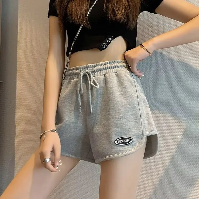 FlexiFemme Drawstring Wide-Leg Active Shorts Women