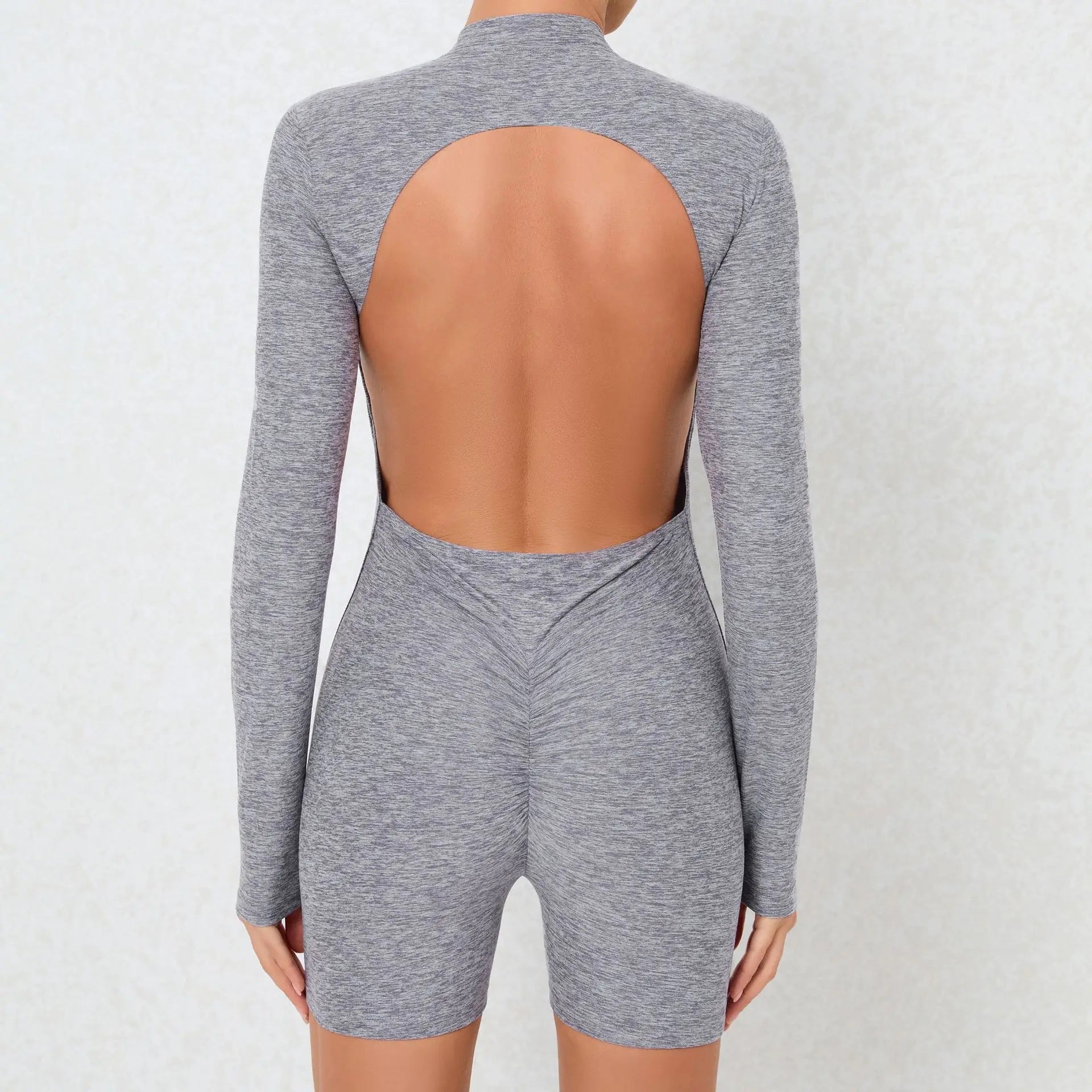 FlexiFemme Zipper Backless One-Piece Sports Jumpsuit Women