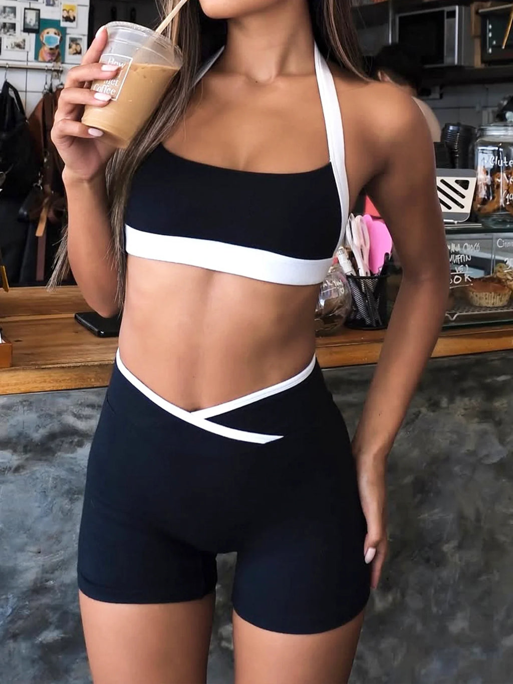 FlexiFemme Halter Vest Leggings Yoga Tracksuit Women