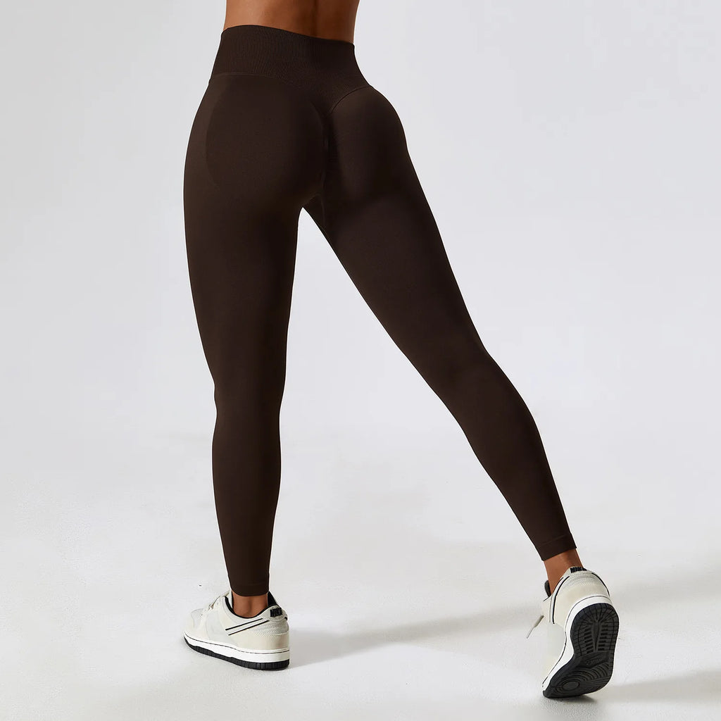 FlexiFemme Cross-Waist Seamless Leggings Women High-Waist