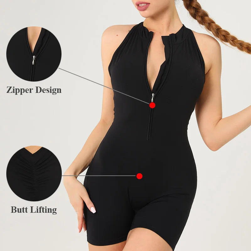 FlexiFemme Scrunch Short-Set Gym Jumpsuit Women