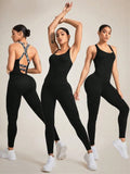 FlexiFemme Crisscross Back Sleeveless Active Jumpsuit