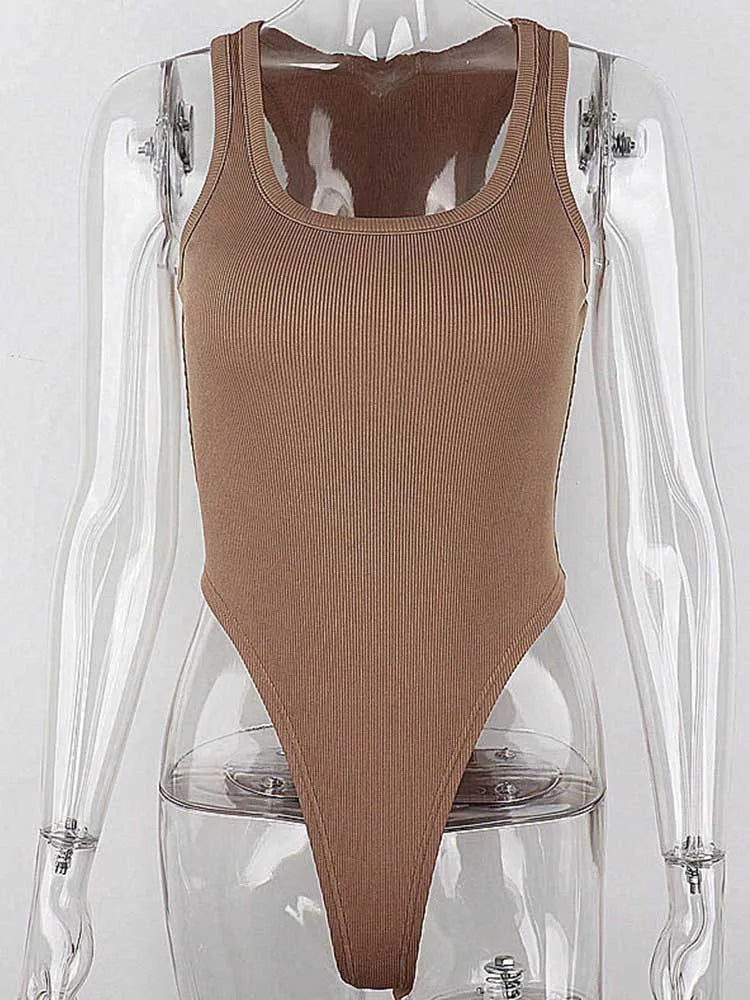 FlexiFemme Halter Sleeveless Knit Bodysuit Women