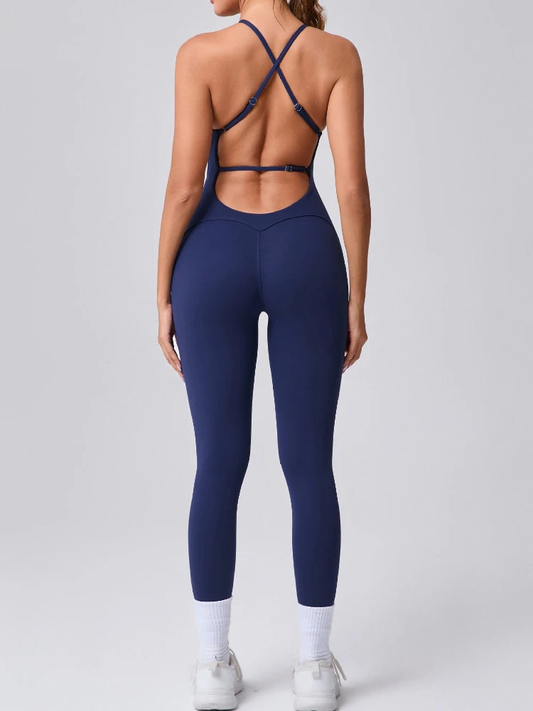 FlexiFemme Adjustable Strap Sleeveless Yoga Jumpsuit Women