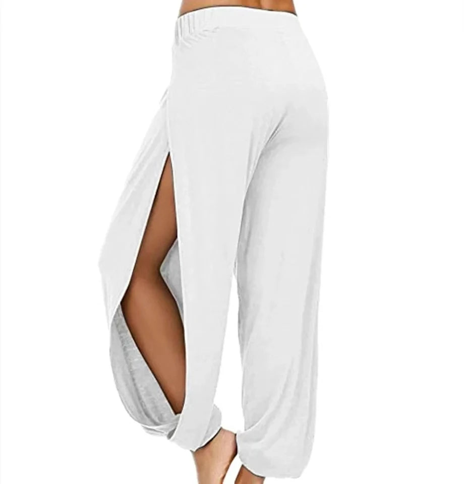 FlexiFemme High-Waist Slit Wide-Leg Yoga Pants Women