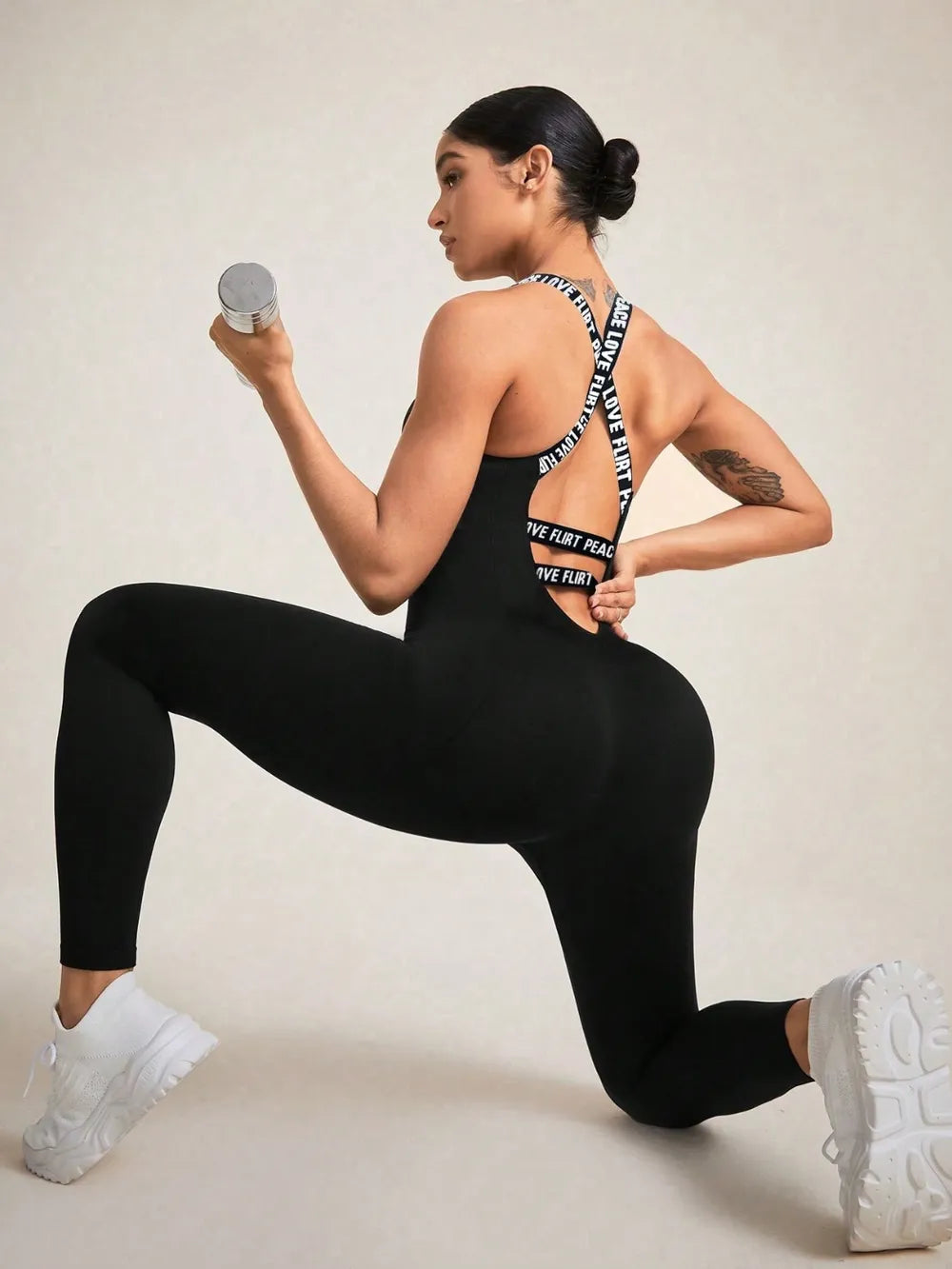 FlexiFemme Crisscross Back Sleeveless Active Jumpsuit
