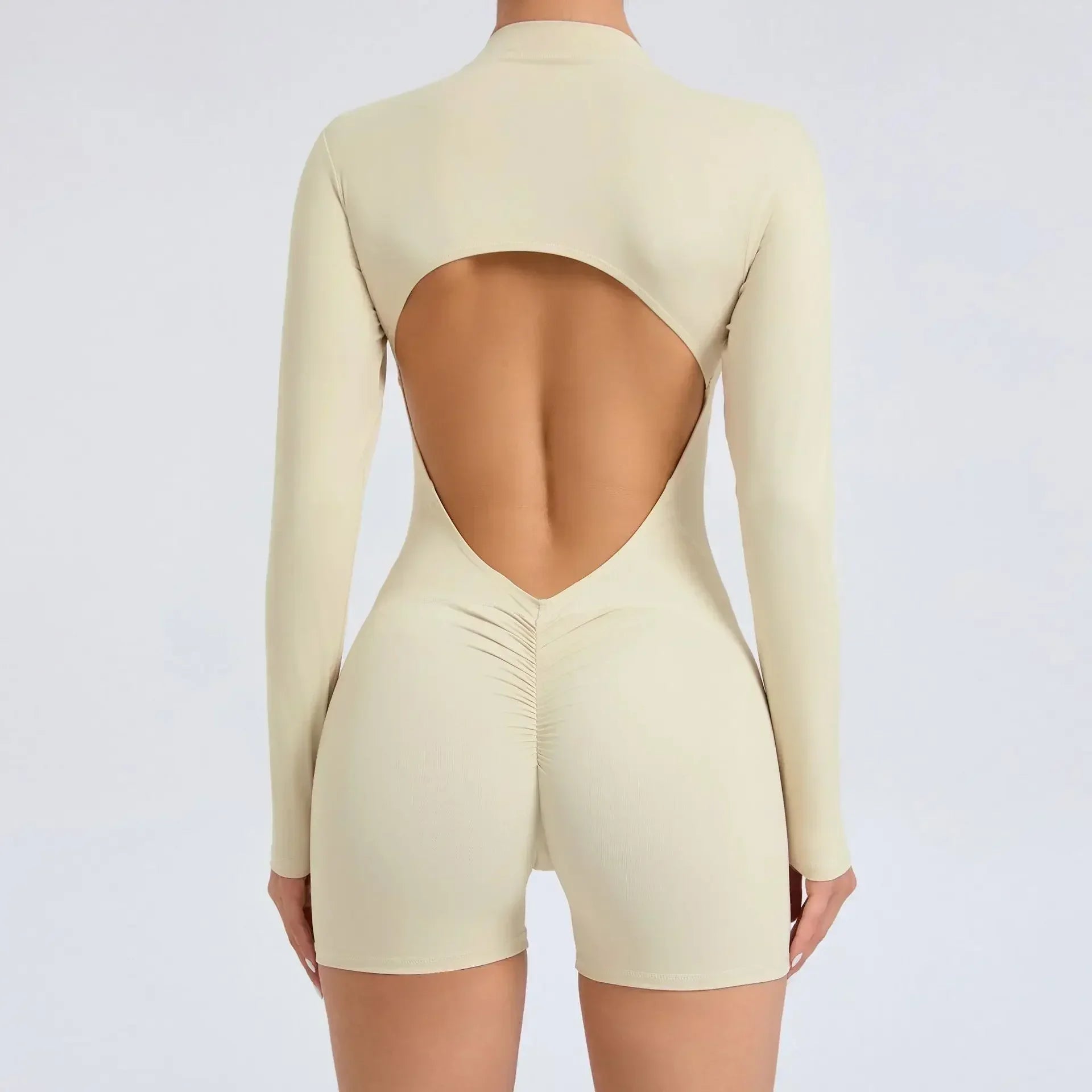 FlexiFemme V-Back Scrunch Push-Up Gym Jumpsuit Women