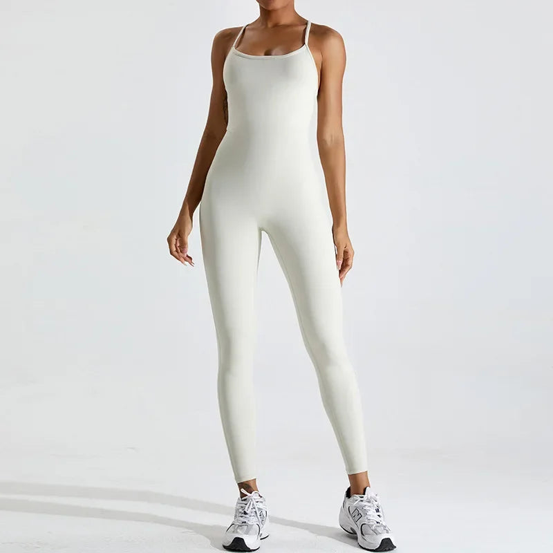 FlexiFemme Backless Push-Up Yoga Jumpsuit Women