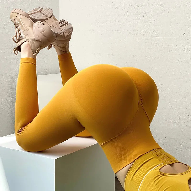 FlexiFemme High-Waist Push-Up Knit Leggings Women