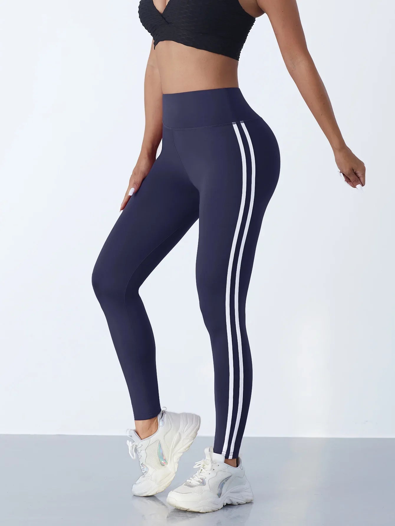 FlexiFemme Striped High-Waist Hip-Lift Leggings Women