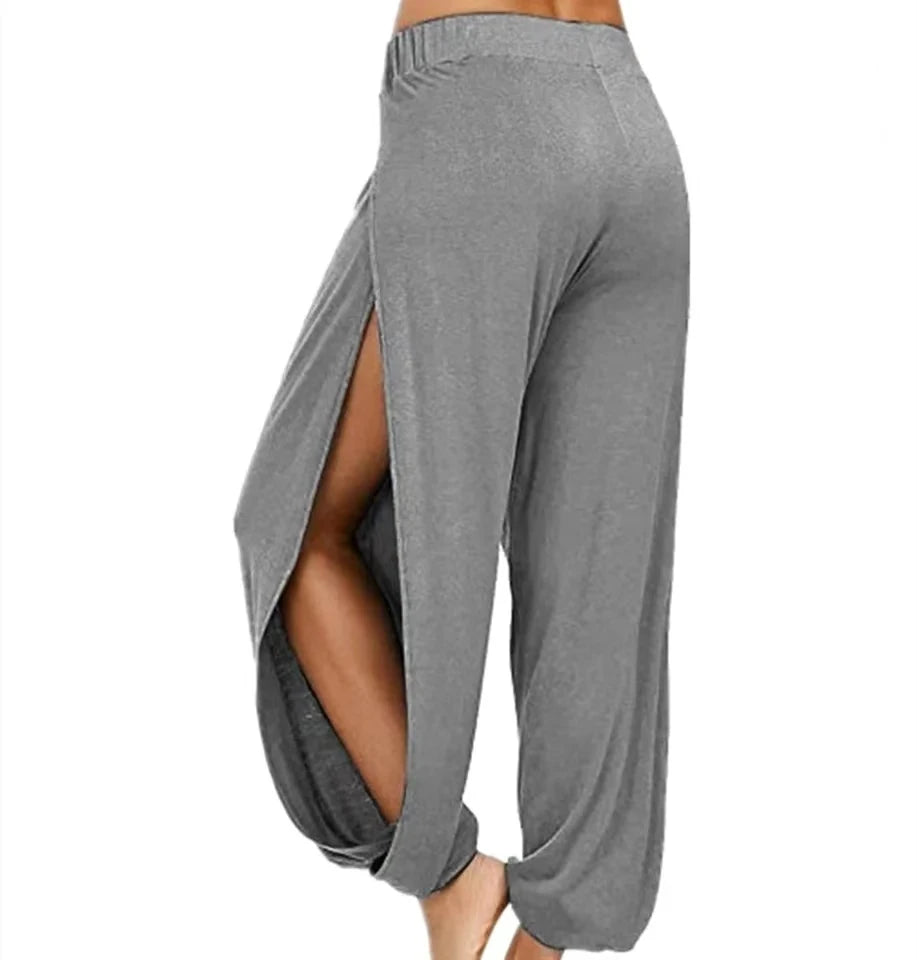 FlexiFemme High-Waist Slit Wide-Leg Yoga Pants Women