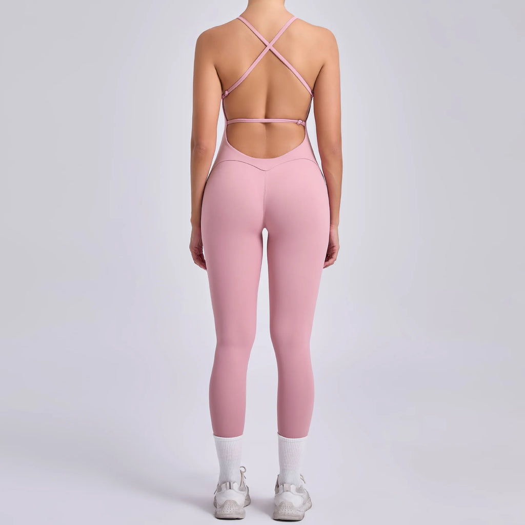 FlexiFemme Adjustable Strap Sleeveless Yoga Jumpsuit Women
