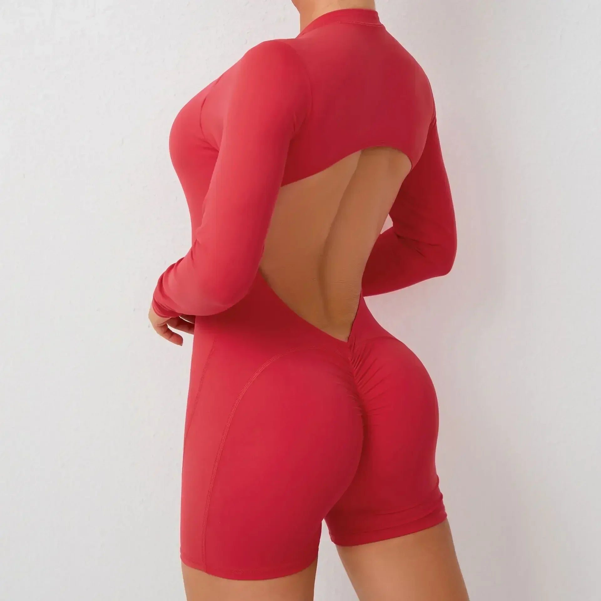FlexiFemme V-Back Scrunch Push-Up Gym Jumpsuit Women