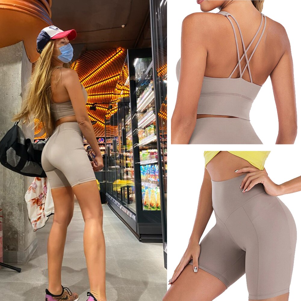 FlexiFemme Seamless Shorts Yoga Set Women 2-Piece