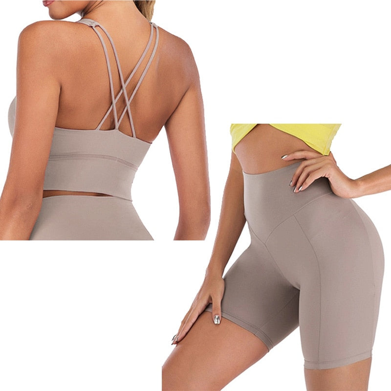 FlexiFemme Seamless Shorts Yoga Set Women 2-Piece