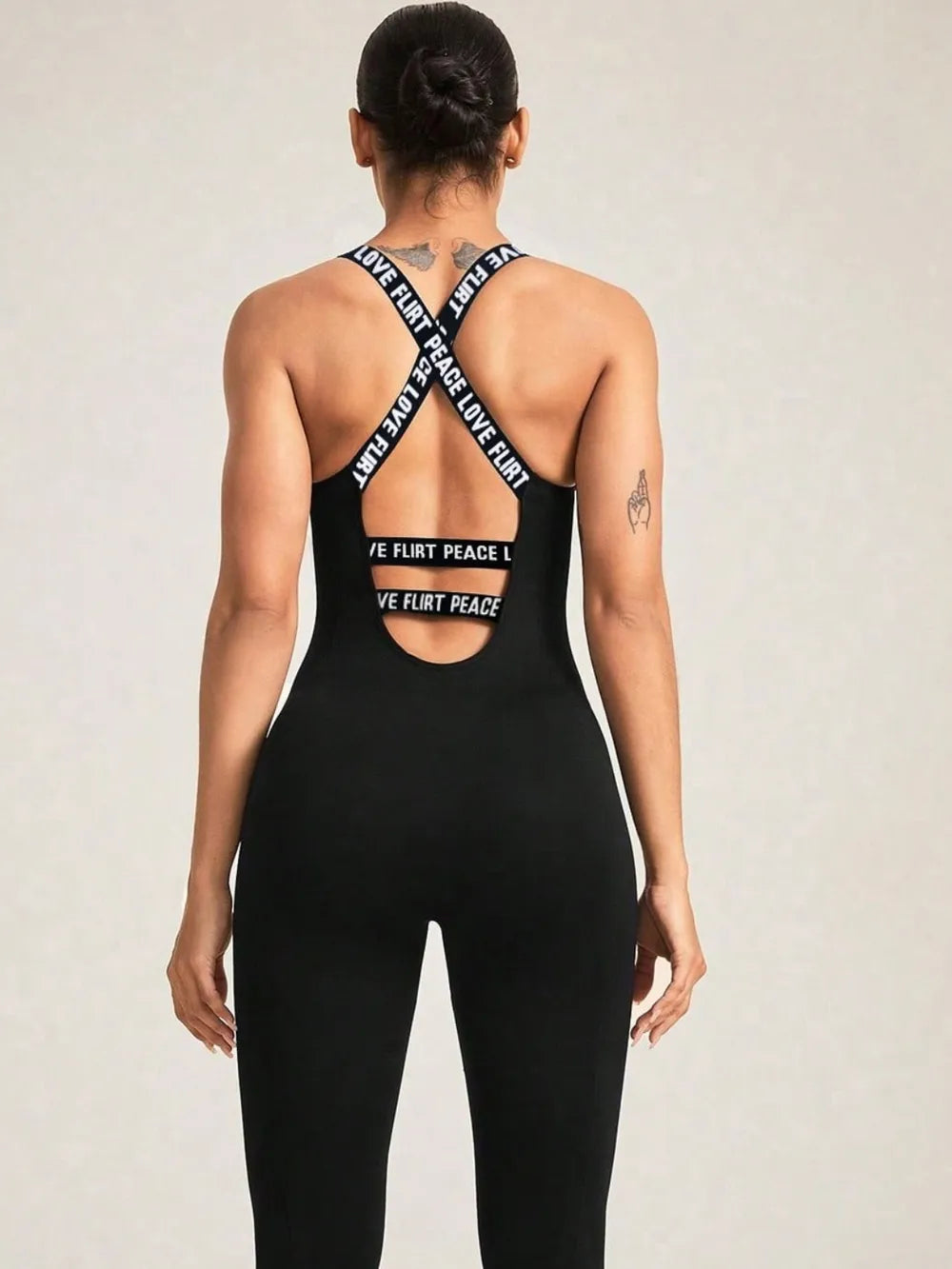 FlexiFemme Crisscross Back Sleeveless Active Jumpsuit