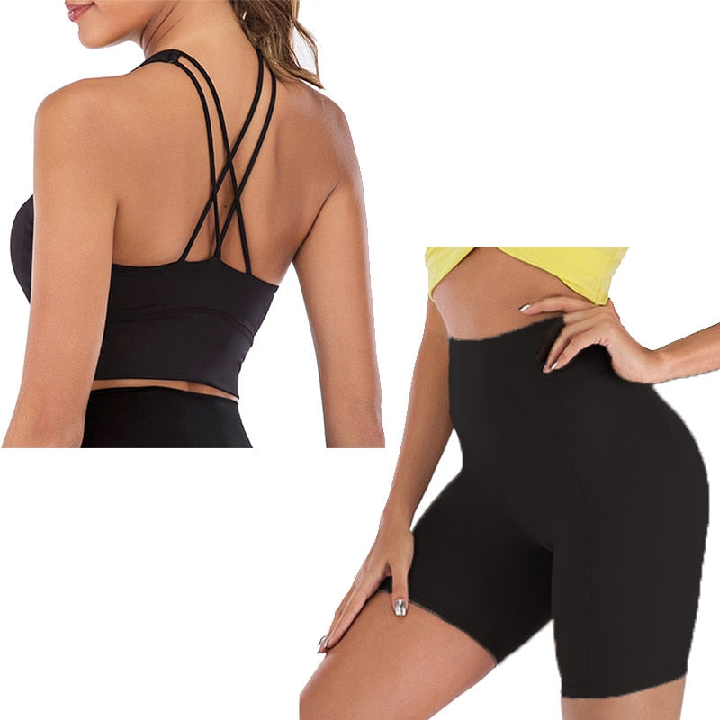 FlexiFemme Seamless Shorts Yoga Set Women 2-Piece