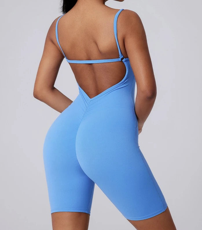 FlexiFemme Cloud-Soft Backless Sports Jumpsuit Women