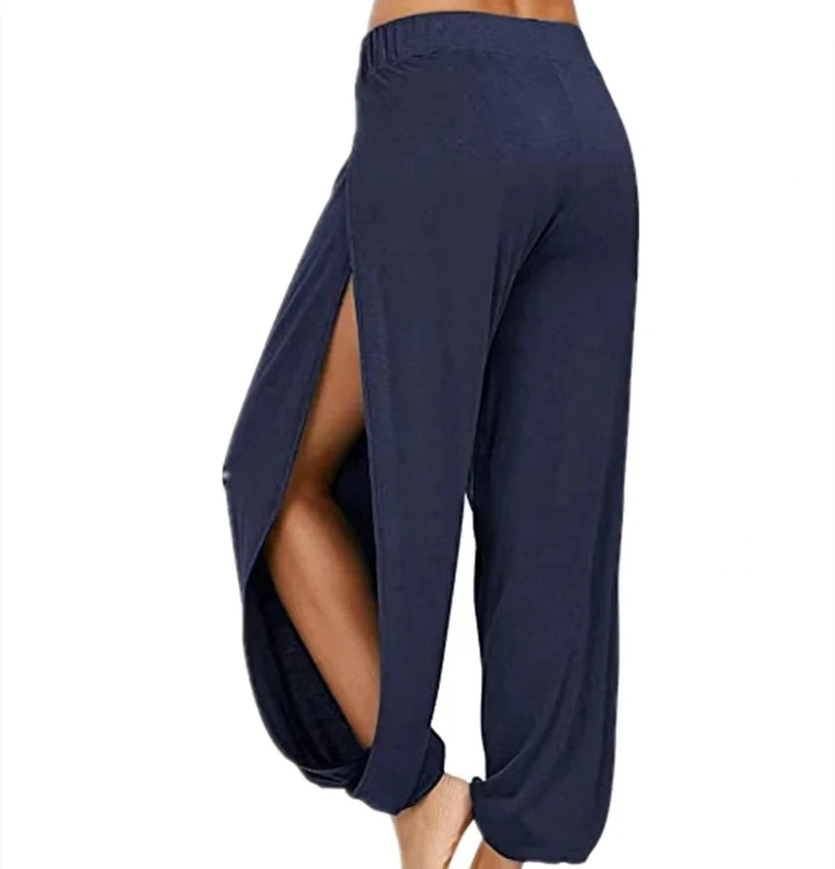 FlexiFemme High-Waist Slit Wide-Leg Yoga Pants Women