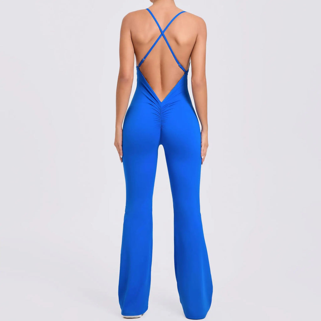 FlexiFemme Flared Yoga Jumpsuit Women Wide-Leg Activewear