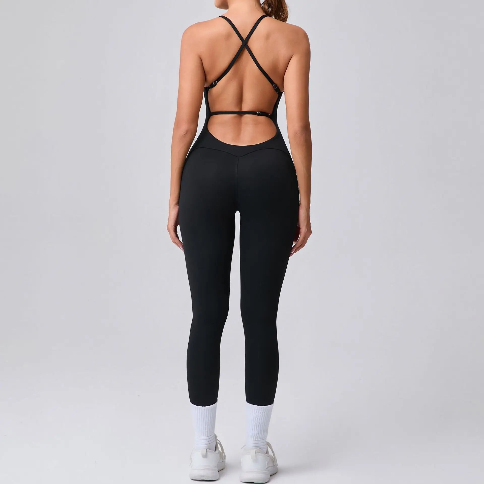 FlexiFemme Adjustable Strap Sleeveless Yoga Jumpsuit Women