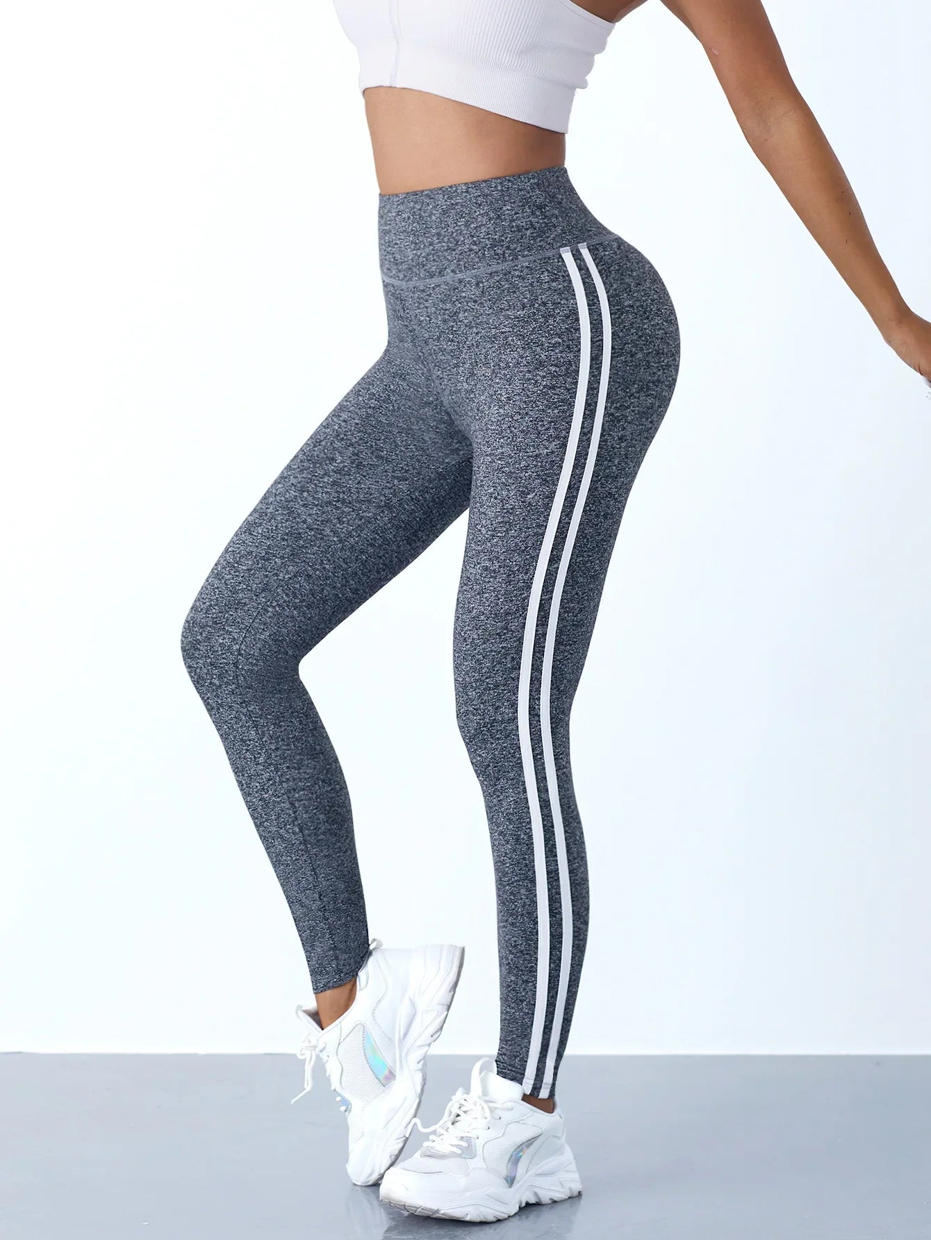 FlexiFemme Striped High-Waist Hip-Lift Leggings Women