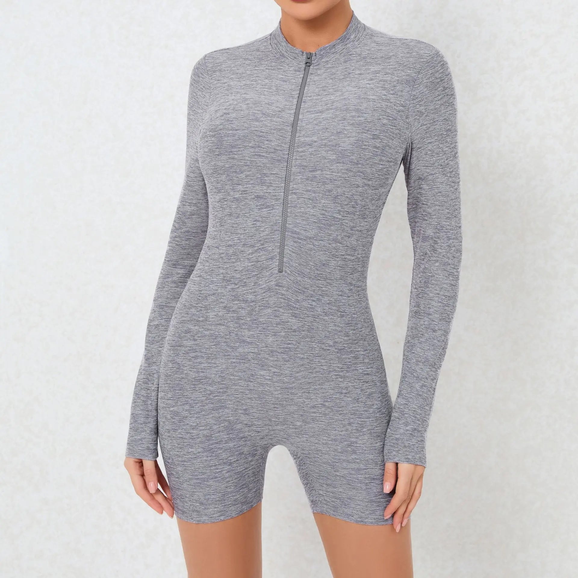 FlexiFemme Zipper Backless One-Piece Sports Jumpsuit Women