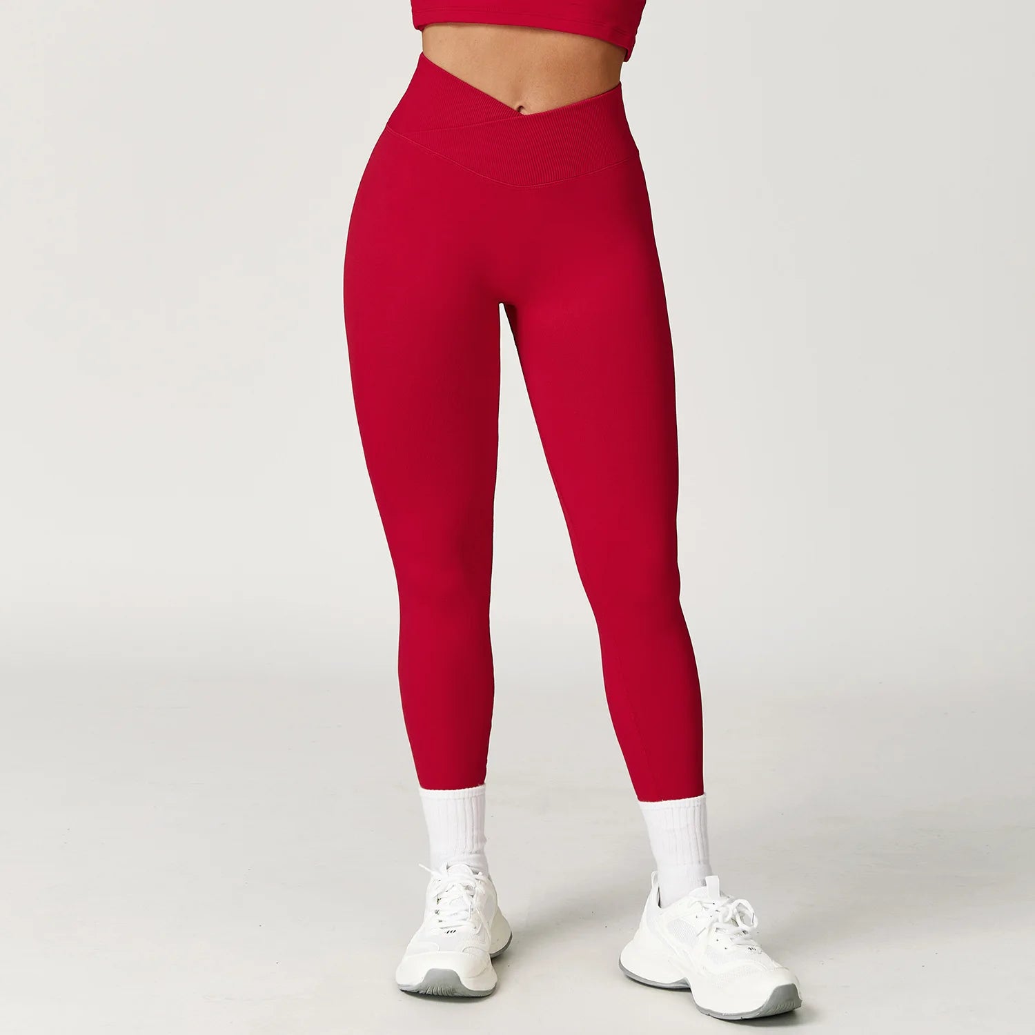 FlexiFemme Cross-Waist Seamless Leggings Women High-Waist