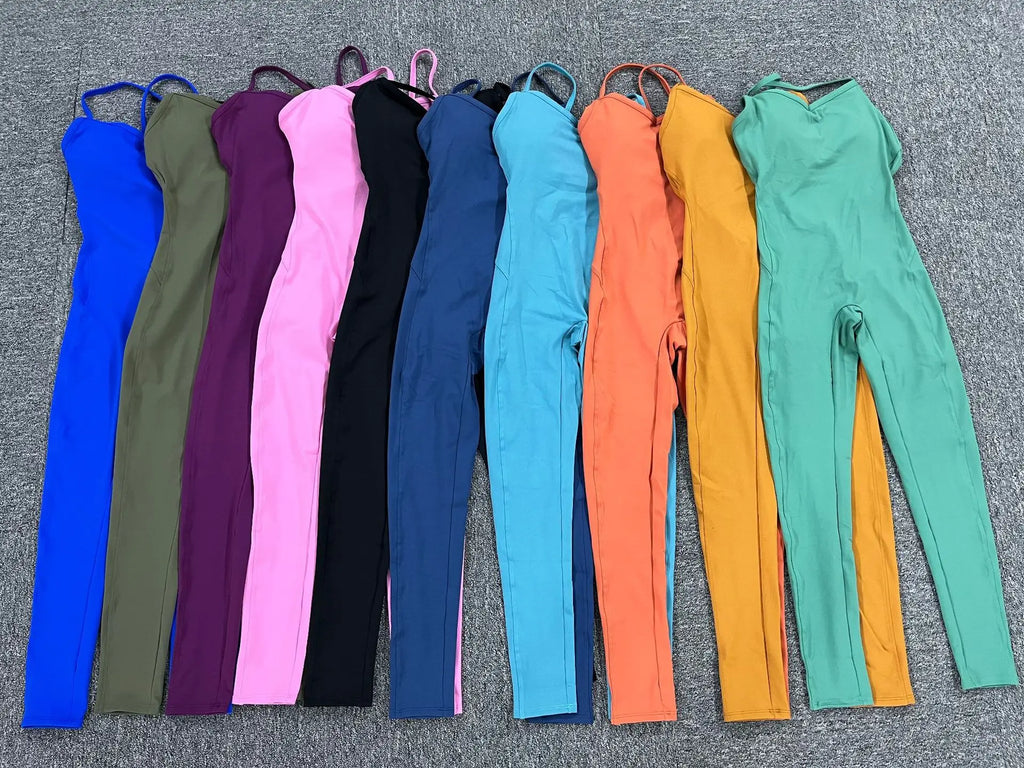 FlexiFemme Backless Gym Yoga Jumpsuit Women Bodysuit