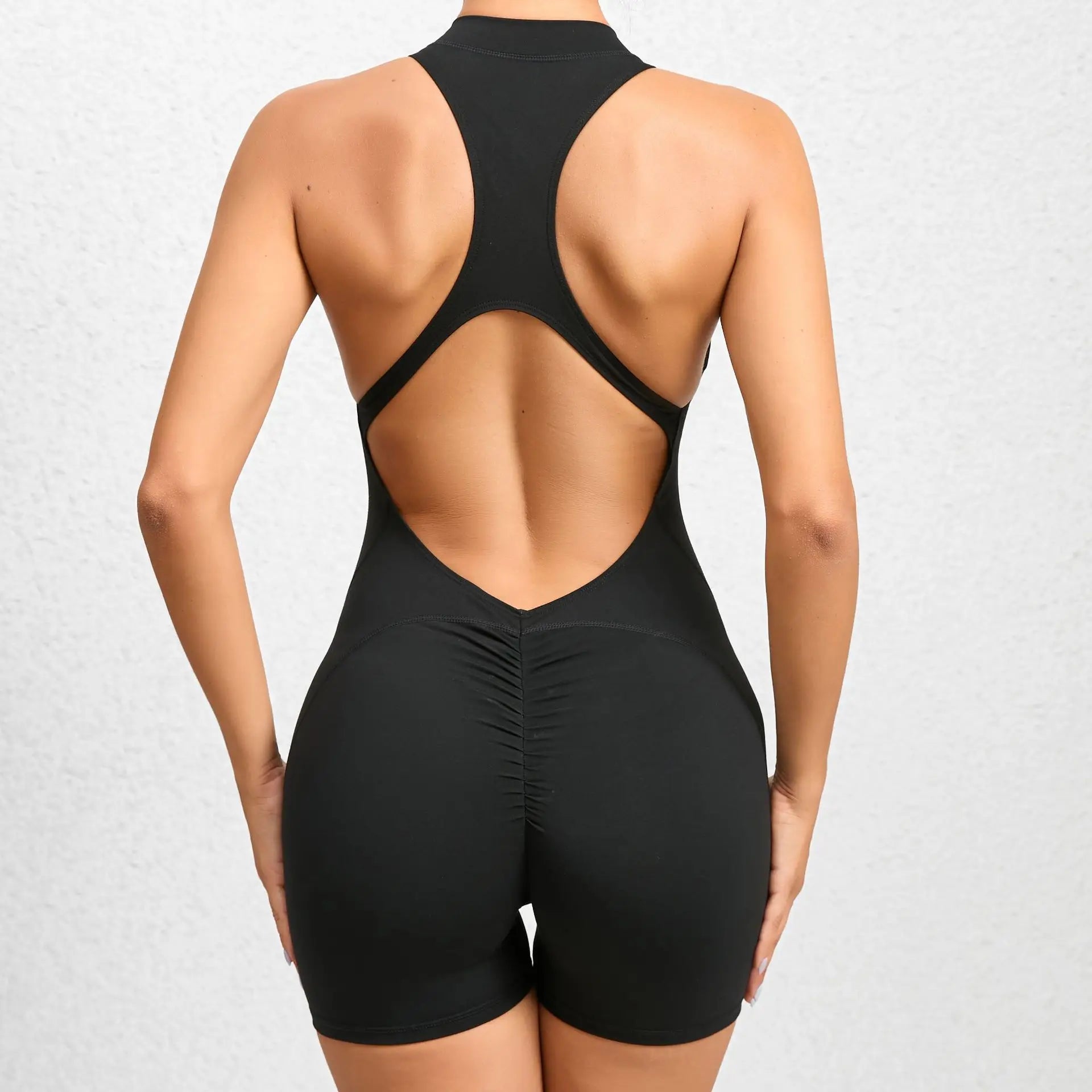FlexiFemme V-Back Scrunch Push-Up Gym Jumpsuit Women