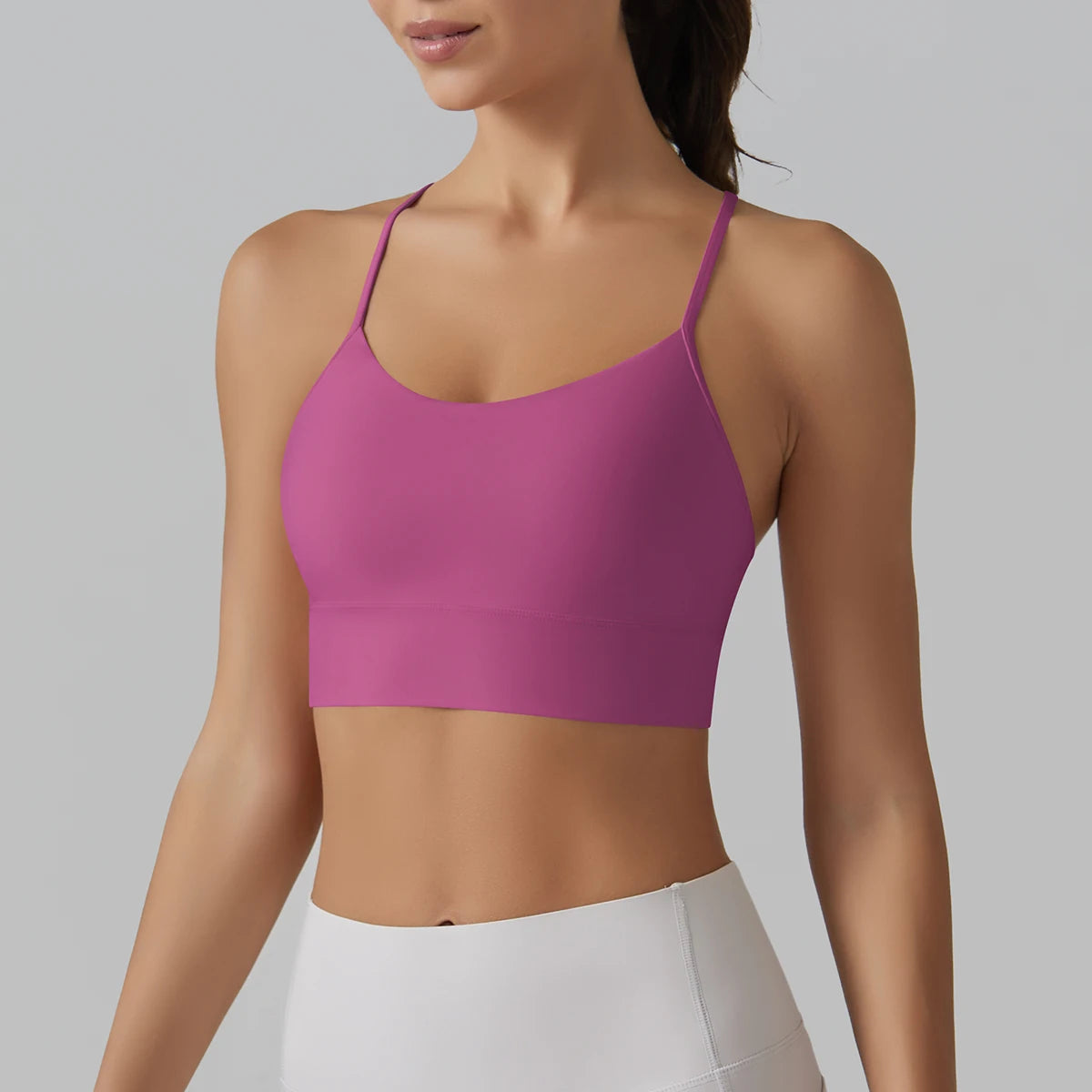 FlexiFemme Y-Back Push-Up Sports Bra Crop Top Women