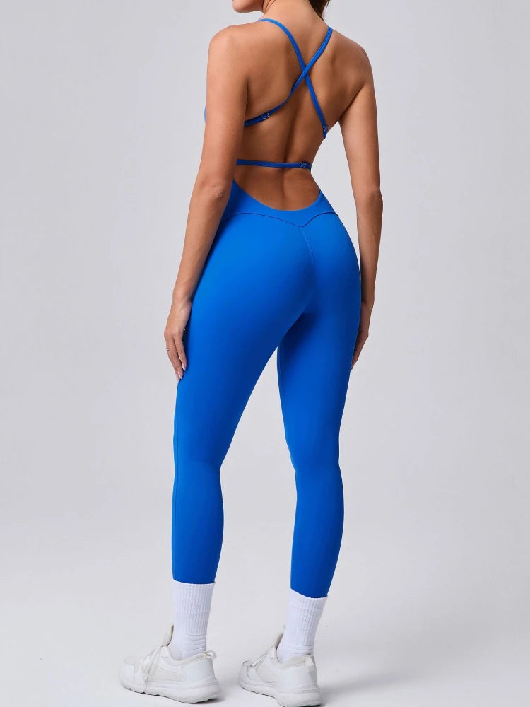FlexiFemme Adjustable Strap Sleeveless Yoga Jumpsuit Women