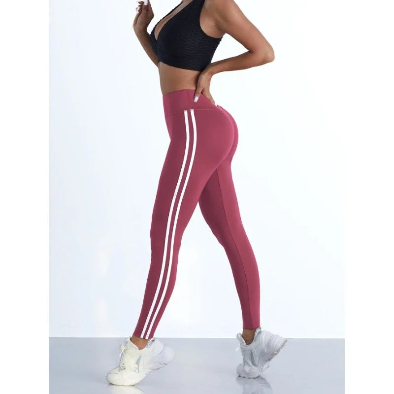 FlexiFemme Striped High-Waist Hip-Lift Leggings Women