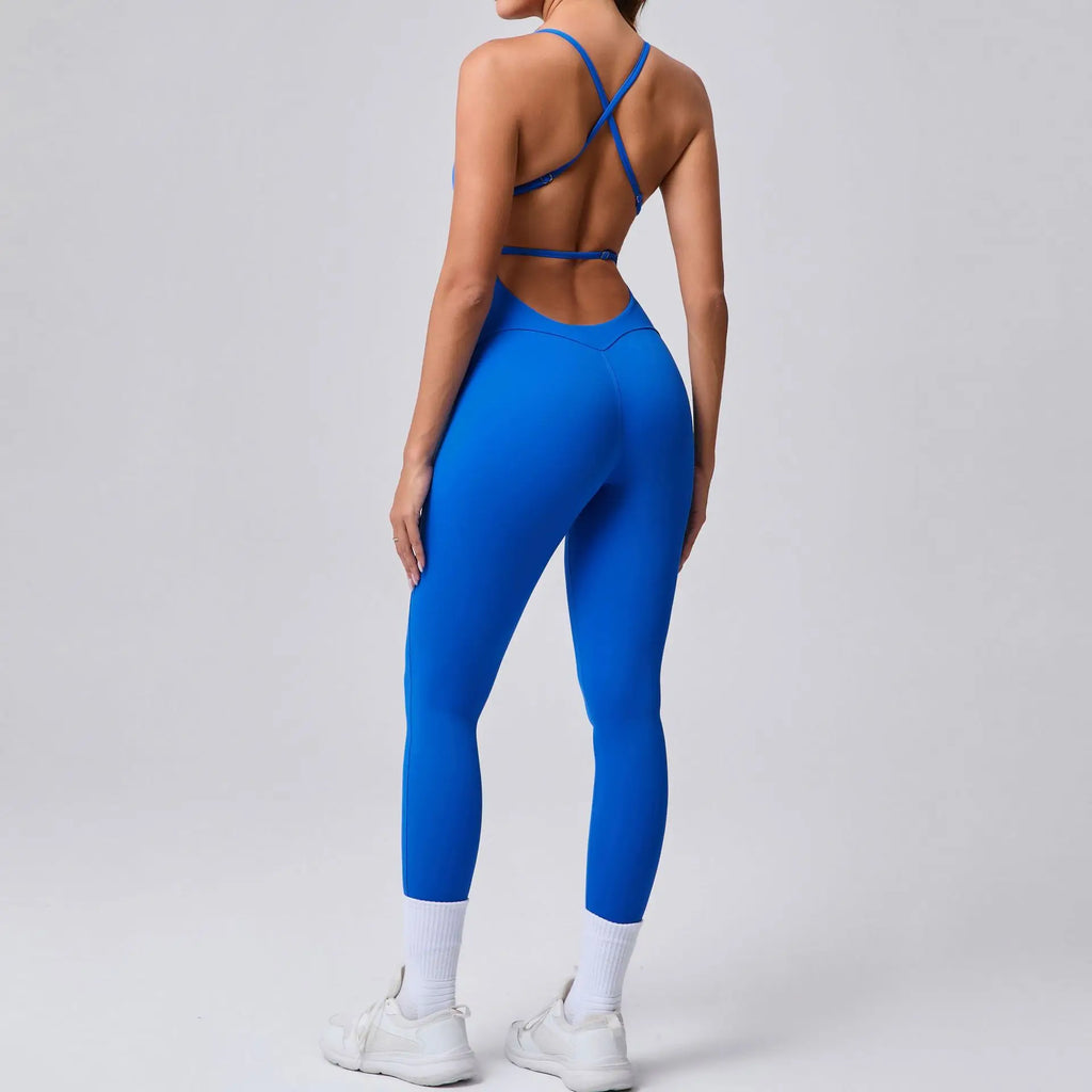 FlexiFemme Adjustable Strap Sleeveless Yoga Jumpsuit Women