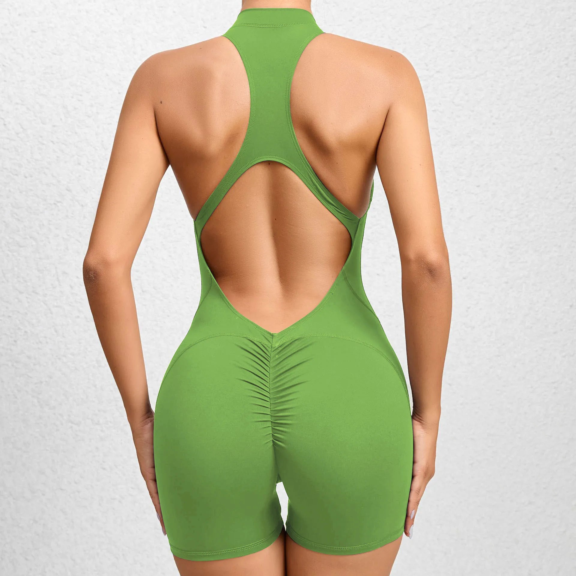 FlexiFemme V-Back Scrunch Push-Up Gym Jumpsuit Women