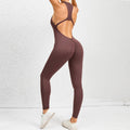 FlexiFemme Zip-Up Backless Yoga Bodysuit Women One-Piece