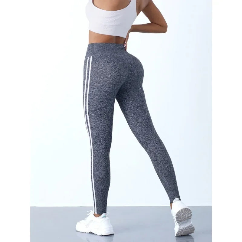 FlexiFemme Striped High-Waist Hip-Lift Leggings Women