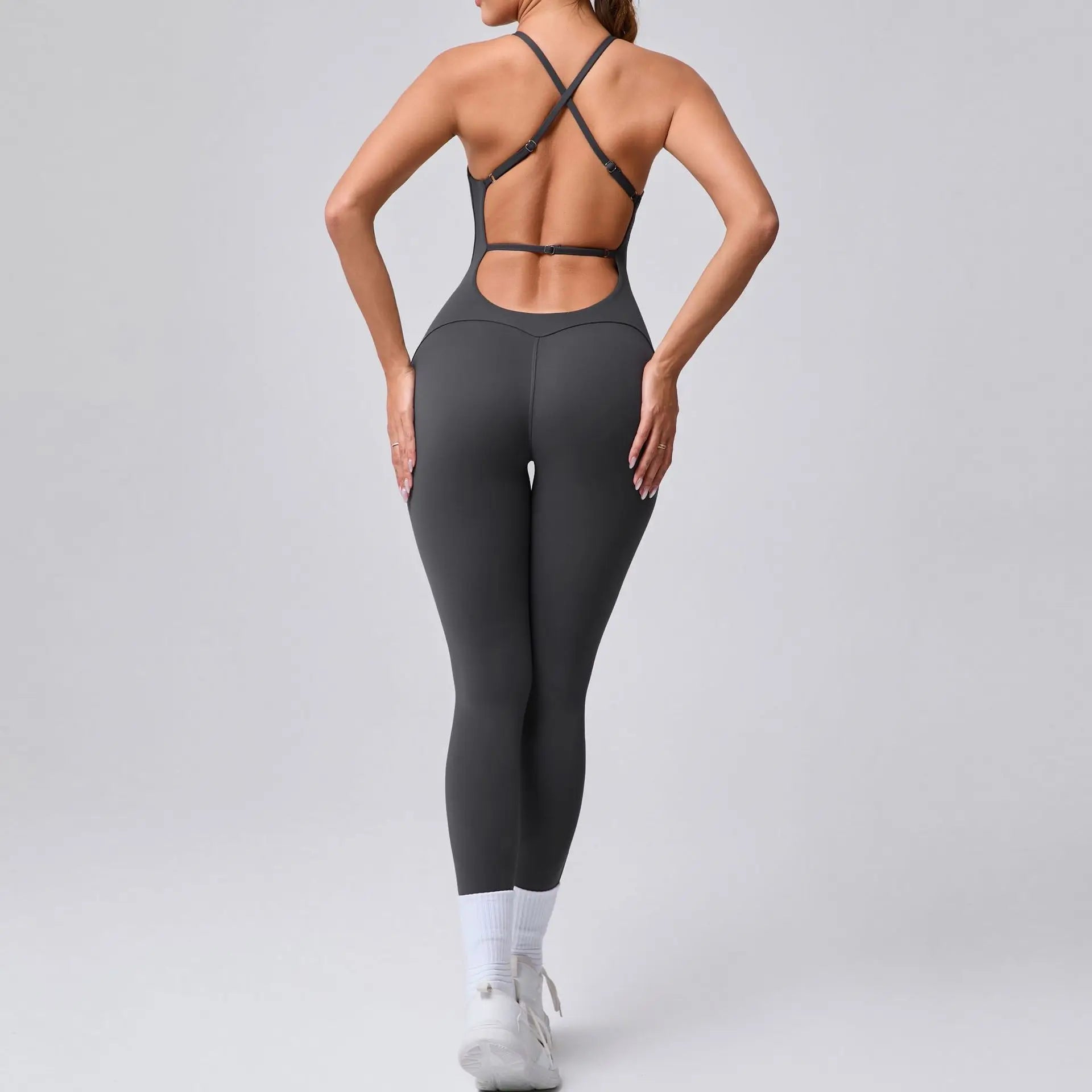 FlexiFemme Adjustable Strap Sleeveless Yoga Jumpsuit Women