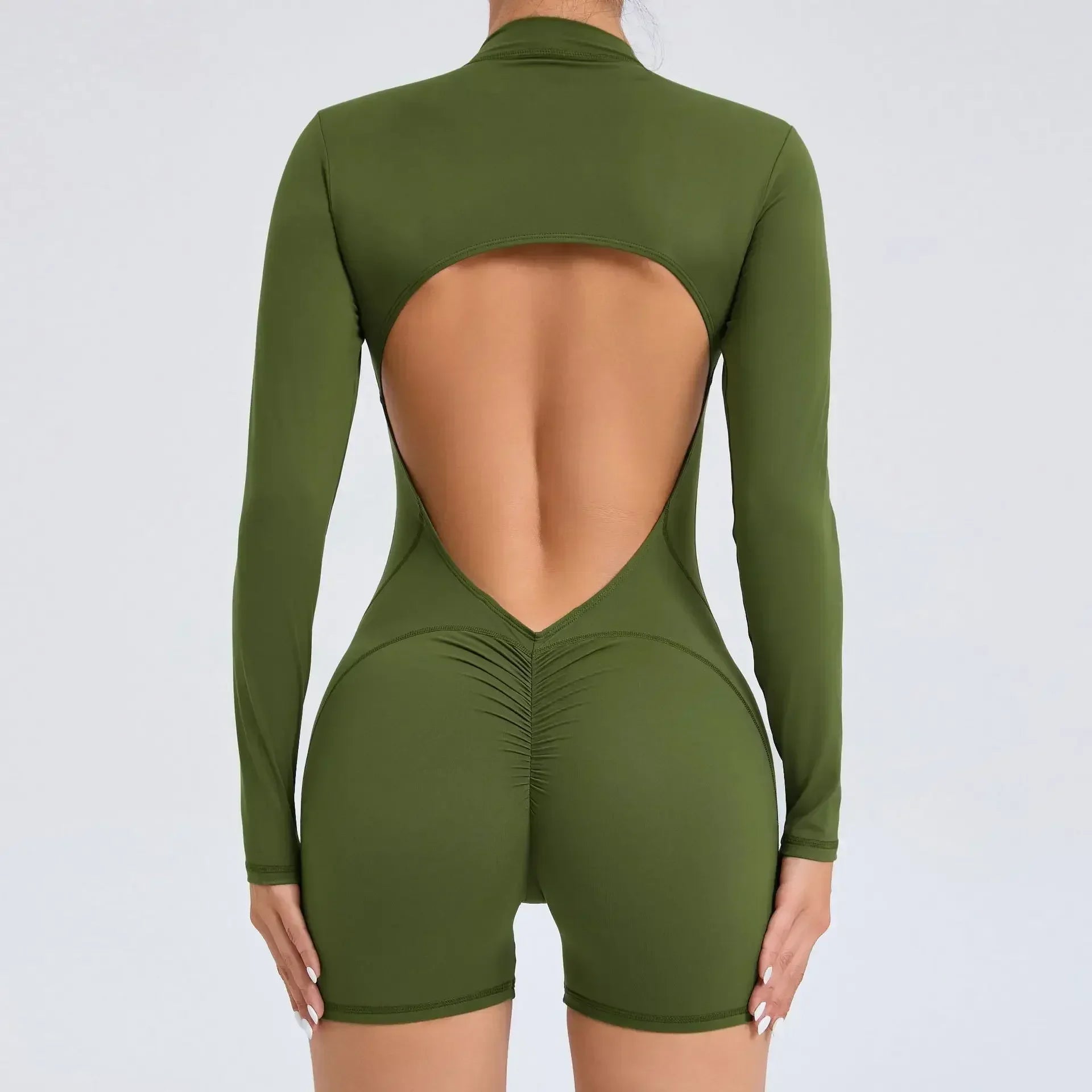 FlexiFemme V-Back Scrunch Push-Up Gym Jumpsuit Women