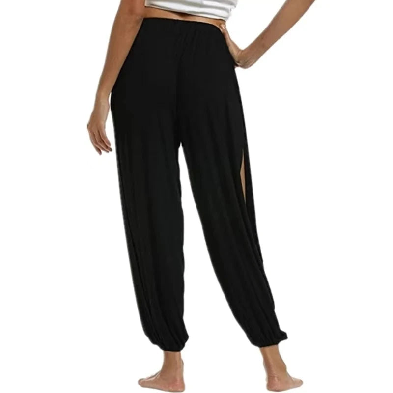 FlexiFemme High-Waist Slit Wide-Leg Yoga Pants Women